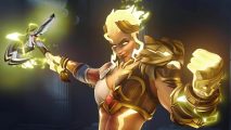 Overwatch 2 battle pass: The Zeus Junker Queen mythic skin available at the completion of the Overwatch 2 season 2 battle pass, which features Greek mythology skins.