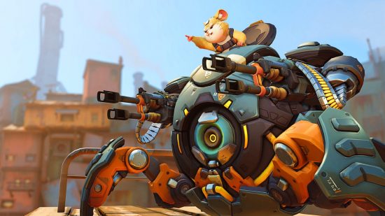 overwatch 2 characters: Wrecking Ball using the Quad Cannons