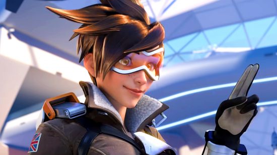 Overwatch 2 launch - Tracer gives her trademark two-finger "cheers love!" salute