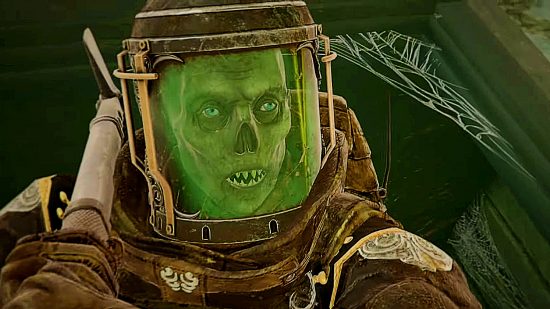 Rainbow Six Siege Halloween Event Doktor's Curse: A ghoulish face is seen through the green visor of an antique diver's helmet