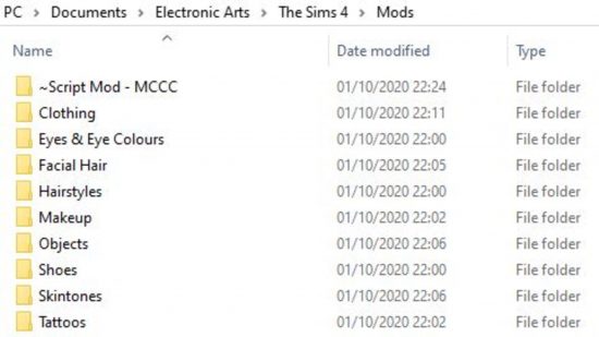 Cartella Mods Sims 4 CC