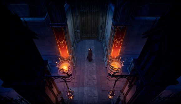 The entrance hall to a castle in V Rising