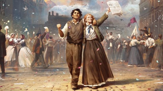Victoria 3 review: A smiling, triumphant couple walks through the streets of a 19th century town in the midst of a major celebration