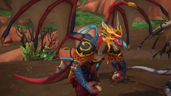 WoW Dragonflight Evoker’s first-ever tier set has been revealed: World of Warcraft Dragonflight red Dragon standing upright