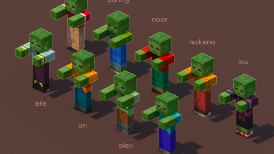 This image shows the Minecraft mod variant zombie skins