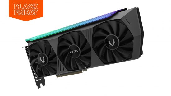 Best Black Friday graphics card deals: A Zotac RTX 3070 Ti with an orange Black Friday badge in the top left