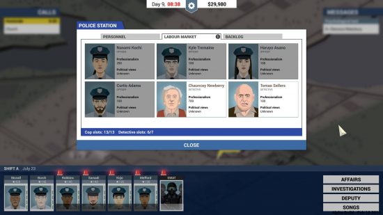 Best Police games - a roster of the available police officers today in This is the Police.