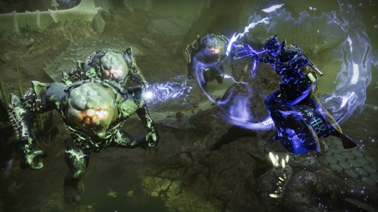 Best Destiny 2 Void Warlock builds for PvP and PvE: A Void Warlock attacks an enemy.