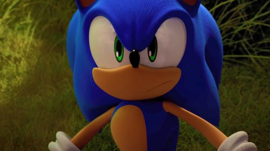 Sonic Frontiers reviews - our roundup of the critics’ scores: Sonic the Hedgehog camera close up, looking determined at the screen