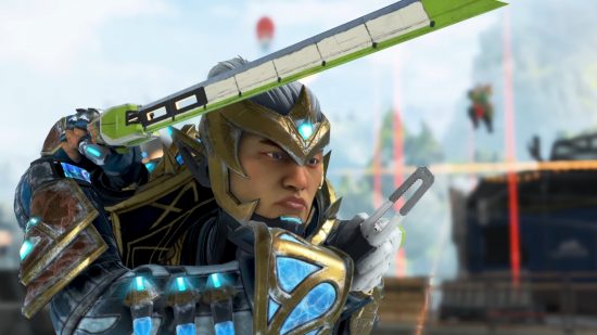 Apex Legends Winter Express LTM: Crypto, wearing a new gold and blue mystical armour set