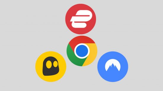 Best Chrome VPN - image shows VPN logos floating around the Chrome logo.
