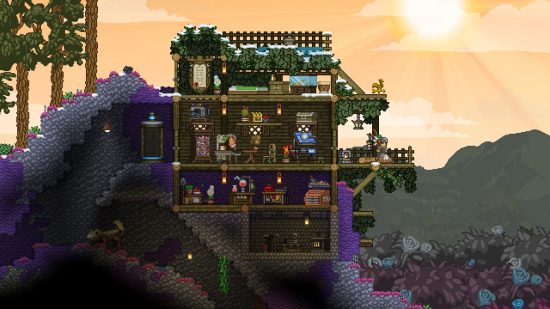 A player crafted home in one of the best games like Minecraft, Starbound