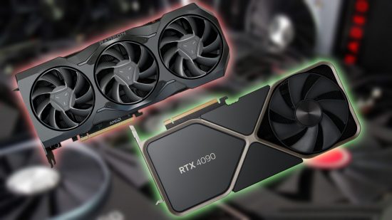 Best graphics card 2023: AMD Radeon RX 7900 XTX and Nvidia RTX 4090 with blurred GPU backdrop