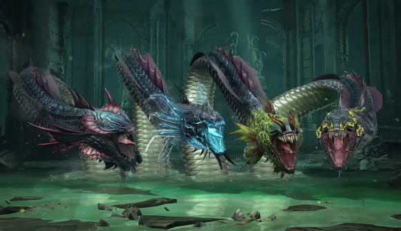 Best laptop games: Raid: Shadow Legends. Image shows a many-headed beast.