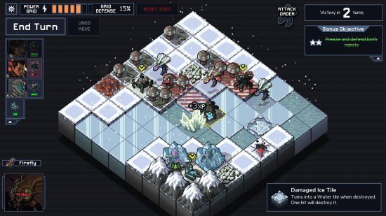 Best Robot games - mechs and robots defend a base against aliens in Into The Breach.