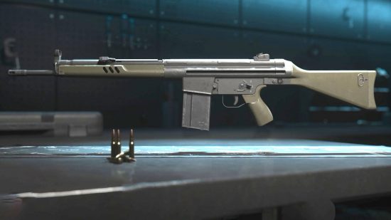 Best Warzone 2 battle rifles - the Lachmann-762 rifle in the armoury.
