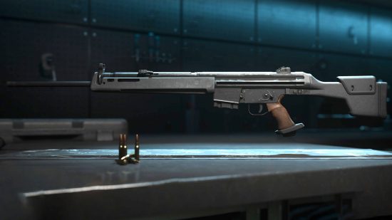 Meilleurs fusils de sniper Warzone 2 - le fusil LM-S dans l'armurerie.