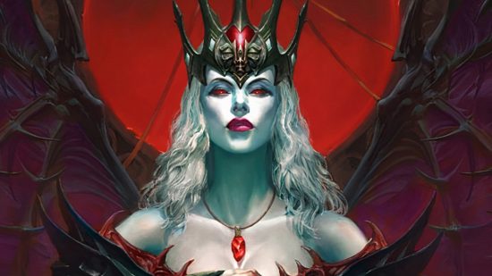 Diablo Immortal update brings server merges, changes legendary gems: A demon queen wearing a spiked crown in a Blizzard RPG