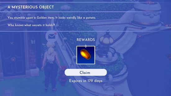 Disney Dreamlight Valley golden potato: The golden potato claim screen in the player's mailbox