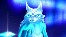 Dota 2 battle pass part two - Crystal Maiden persona Conduit of the Blueheart, a white and blue fur coated wolf avatar