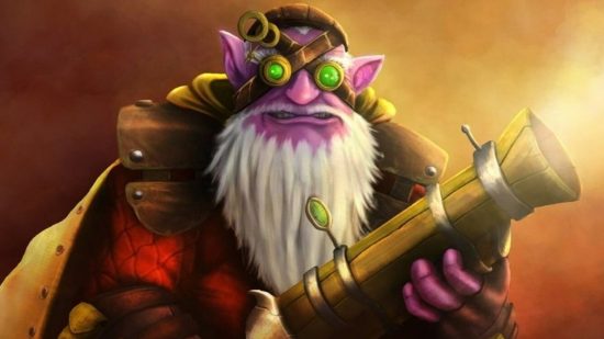 Dota 2 patch 7.32d notes: New update finally nerfs Sniper: A gnome-like character wearing green goggles with pointed ears and a white bears stands holding a blunderbuss gun