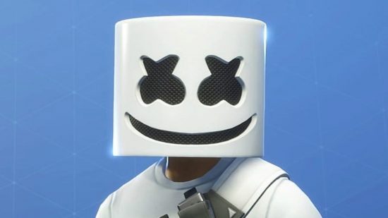 Fortnite emote brings internet legend into the battle royale. This image shows the Marshmello skin in Fortnite.
