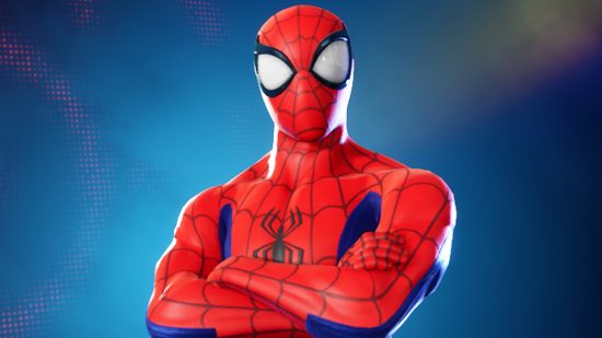 Fortnite x Marvel: Zero War is now available in a hardcover collection. This image shows Spider-Man with his arms crossed.