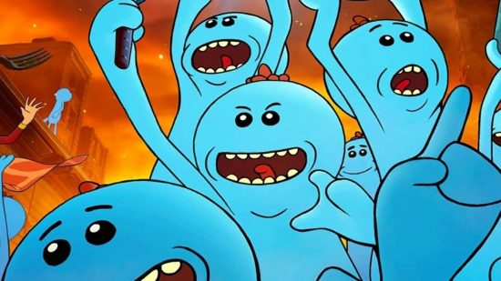 Fortnite Rick & Morty leak could mean a new crossover is coming. This image shows a lot of Mr Meeseeks.