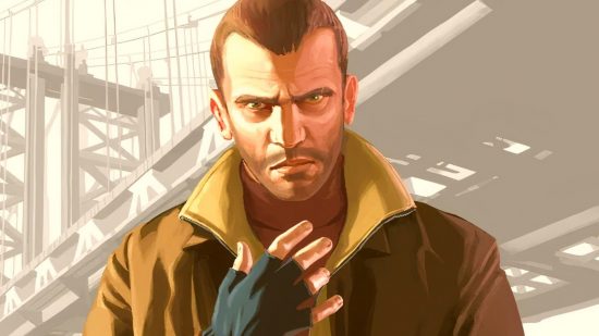 GTA 5 hides a multiplayer mode from GTA 4 that was cut by Rockstar: A gangster in fingerless gloves, Niko Bellic, from GTA 4, stands in Liberty City