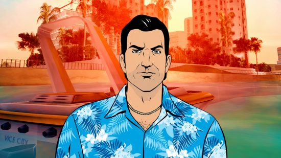 GTA voted game "most likely not to succeed" by Rockstar creators: Tommy Vercetti from GTA Vice City stands in front of a late-evening sun