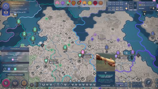 Humankind Together We Rule review: a number of diplomatic demands are withdrawn after a rival empire loses a vote, with the player surveying the world map