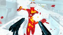 Superhot VR art with Oculus Quest 2 VR headset on player head