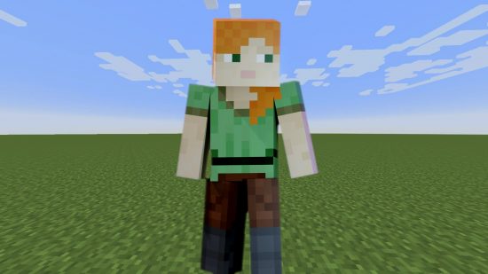 Minecraft mod superflat worlds. This image shows Alex in a superflat world.