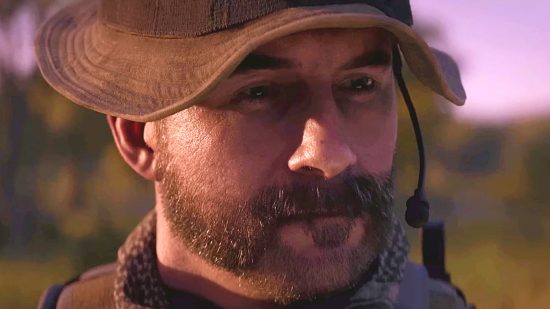 Modern Warfare 2 World Cup event hands England fans win after USA draw: a close up of Captain Price's face, wearing a hat and headset microphone