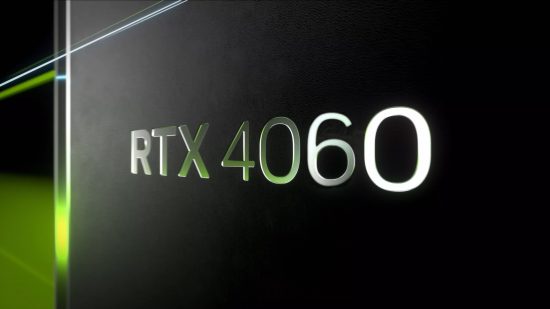 An Nvidia GeForce RTX 4090 Founders Edition, close up, with the 9 flipped so that the text now spells 'RTX 4060'