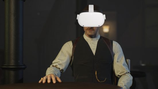 Oculus Quest 2 Peaky Blinders screenshot with Arthur Shelby wearing headset