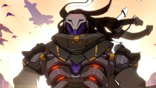 Overwatch 2 new tank hero Ramattra, a large Omnic dressed in black, gold, and purple