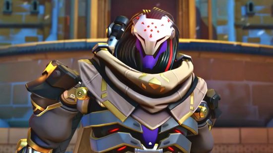 Overwatch 2’s Ramattra originally had "a Pharaoh type of look": a close up of Ramattra, with a robotic body and cloak, and wire looking hair