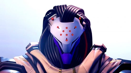 Overwatch 2 season 2 - new tank hero Ramattra, a humanoid Omnic with orange dots in a triangle on his face-plate and ribbon cables for hair