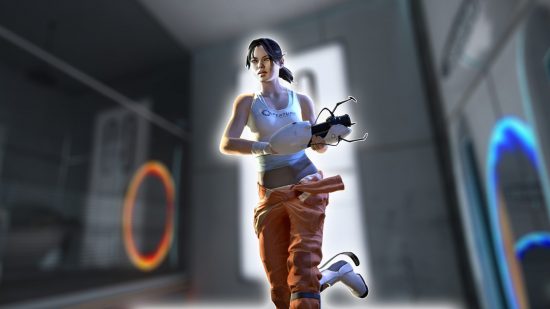 Portal RTX: Chell from game with Aperture backdrop