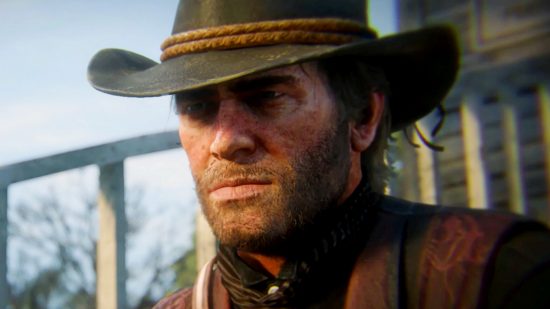 Red Dead Redemption 2 steam player count record - Arthur Morgan, a cowboy in a wide-brimmed hat with a stubble beard