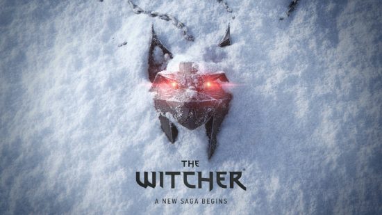 The Witcher 4 release date: the Witcher's wolf amulet is half covered in snow in the teaser image.