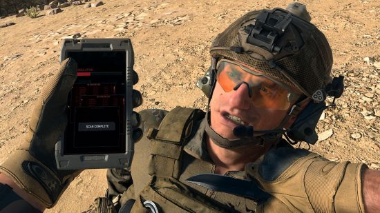 Warzone 2 itnerrogation: an operator is interrogated as a scan completes on a device
