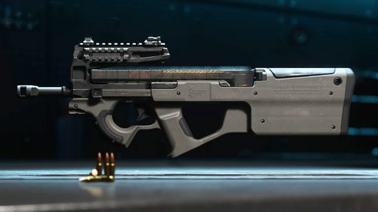 Warzone 2 PDSW 58 loadout: side view of the P90 with no attachments