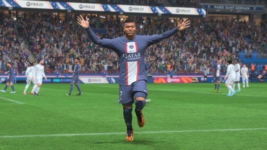 FIFA 23 Toty: Mbappe celebra después de marcar un gol