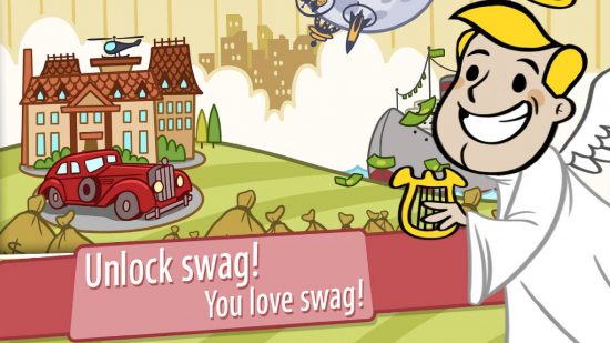 I migliori giochi di clicker: un angelo cartoon ti incoraggia a giocare ad avventura capitalista per sbloccare