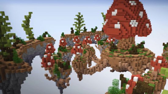 Best Minecraft servers: a sprawling island of mushrooms in the Hypixel server.