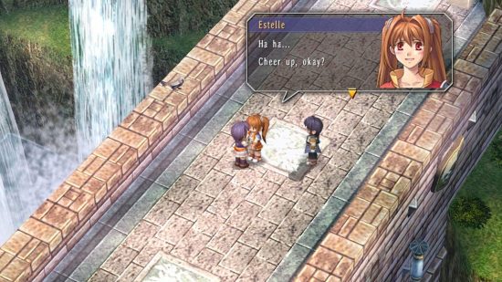 Speaking to a woman on a bridge in Trails in the Sky, one of the best offline games on PC
