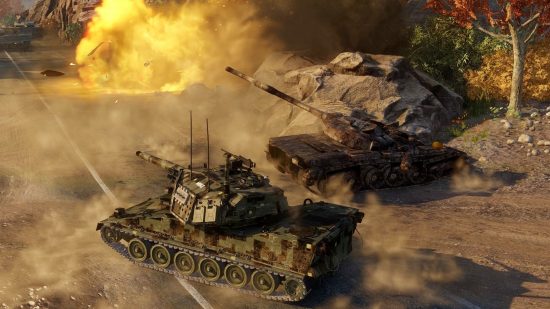 Two tanks aiming at a single target in War Thunder, one of the best tank games on PC