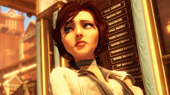 BioShock 4 is being written by the person behind Far Cry 5. Elizabeth from BioShock Infinite wears a pensive expression